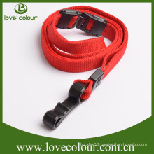 Customized no minimum order polyester red color lanyard with plastic fitting